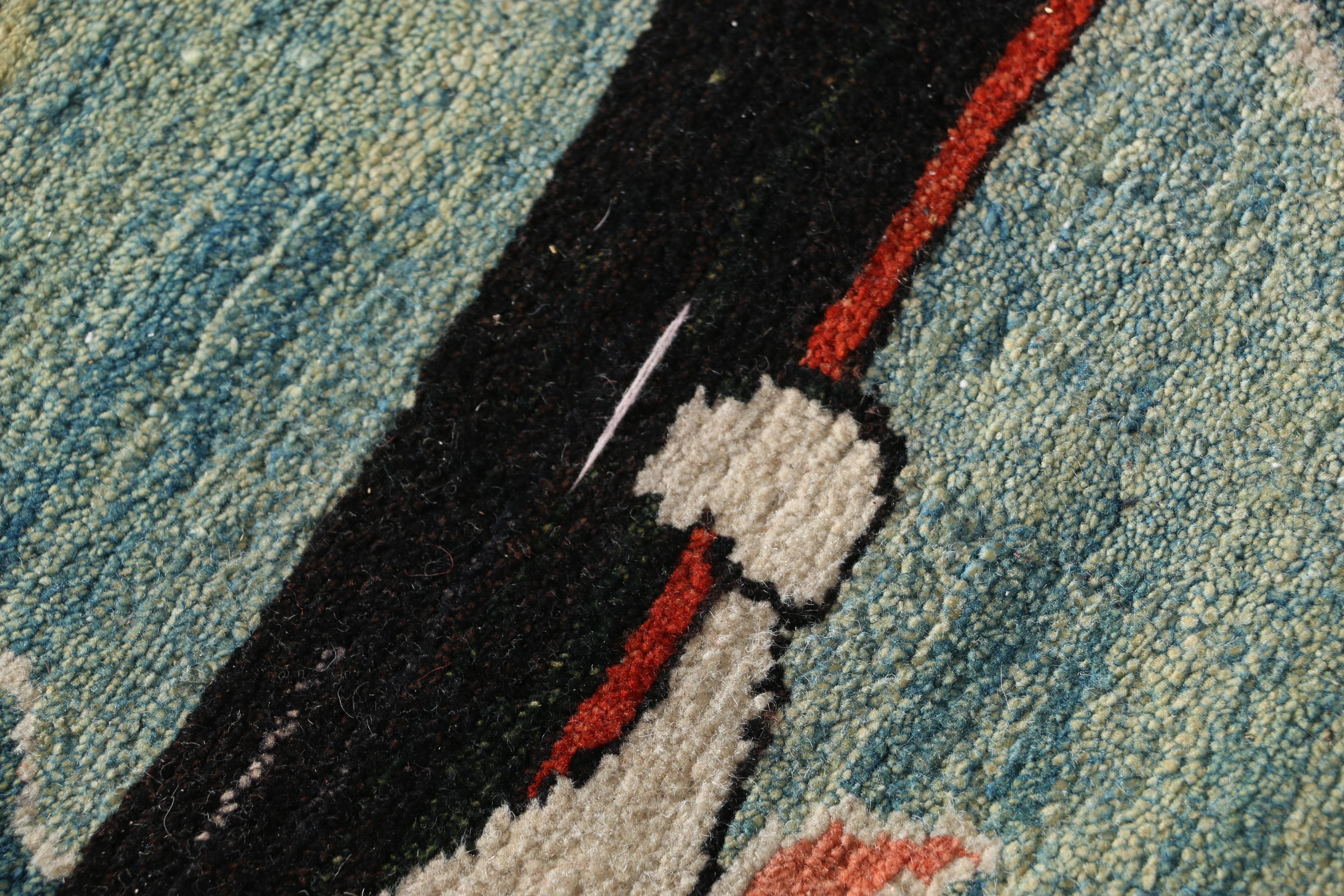 Hand-Knotted Turkish Arts and Crafts Area Rug