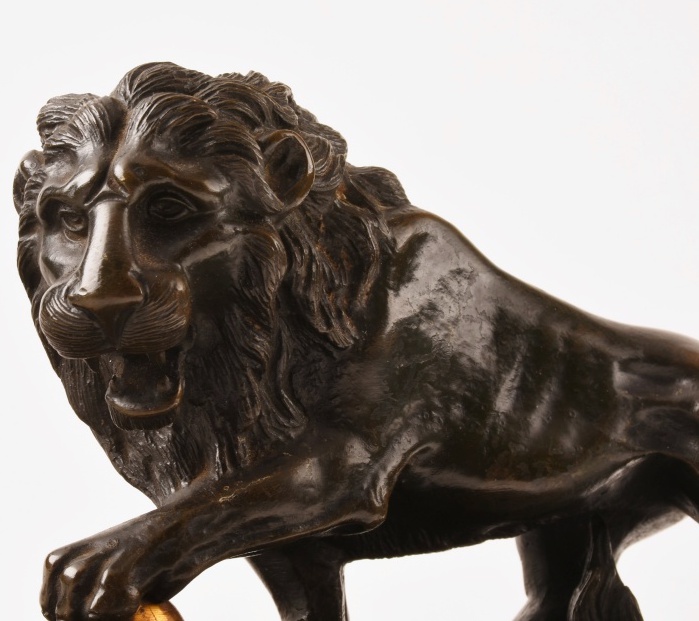 Cast Brass Lion Sculpture