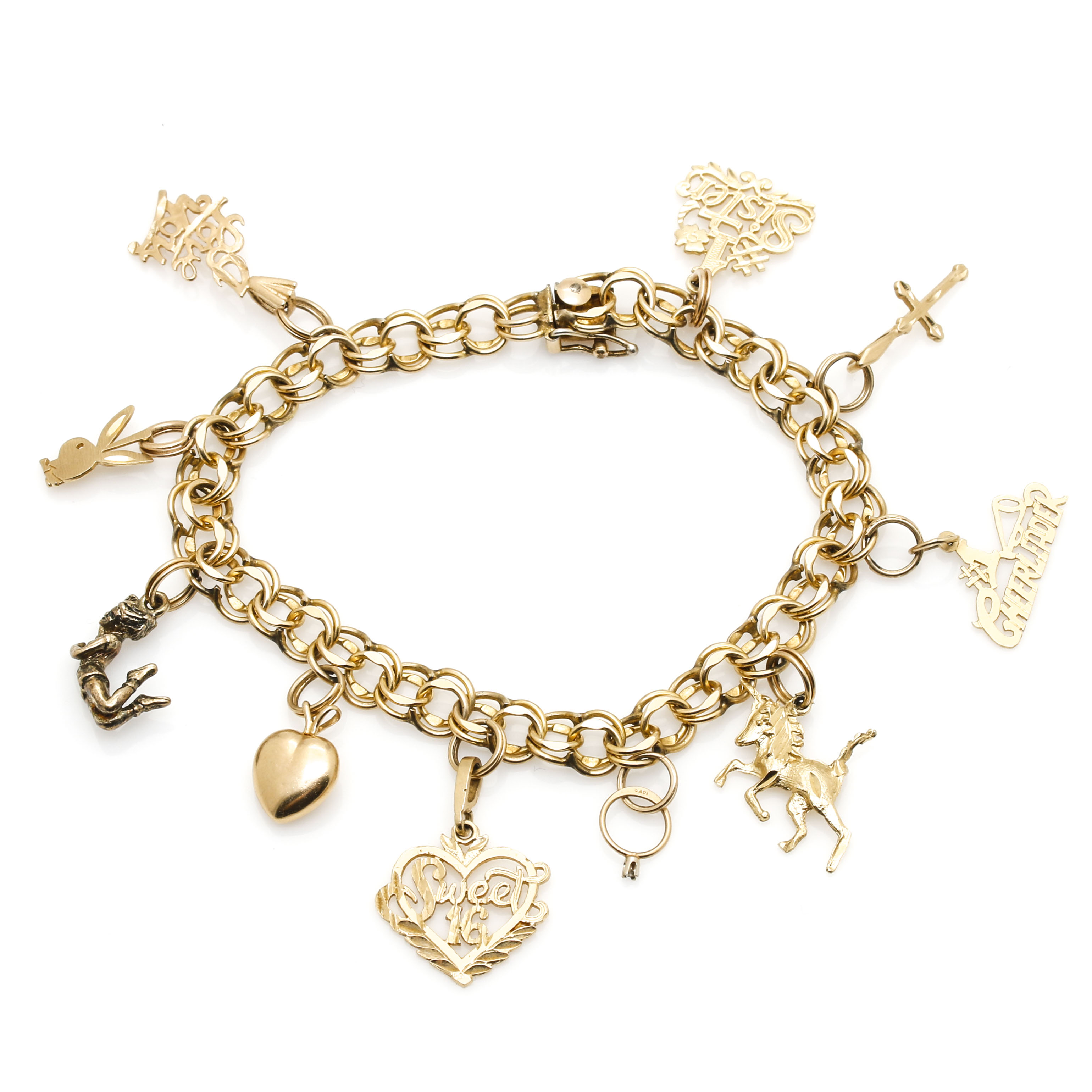 Gold-Filled Bracelet With 14K Yellow Gold Charms