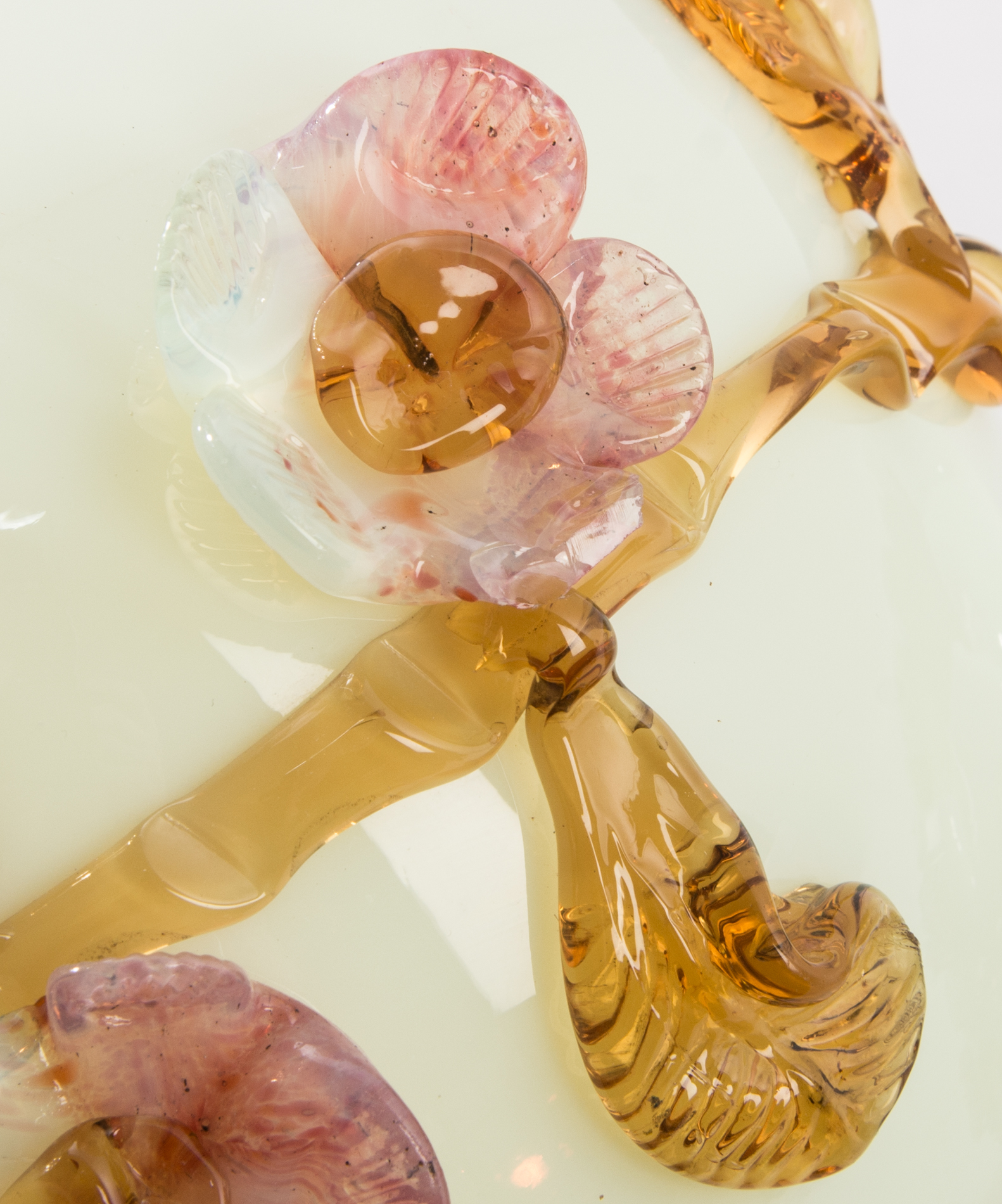 Dimensional Floral Art Glass Bowls