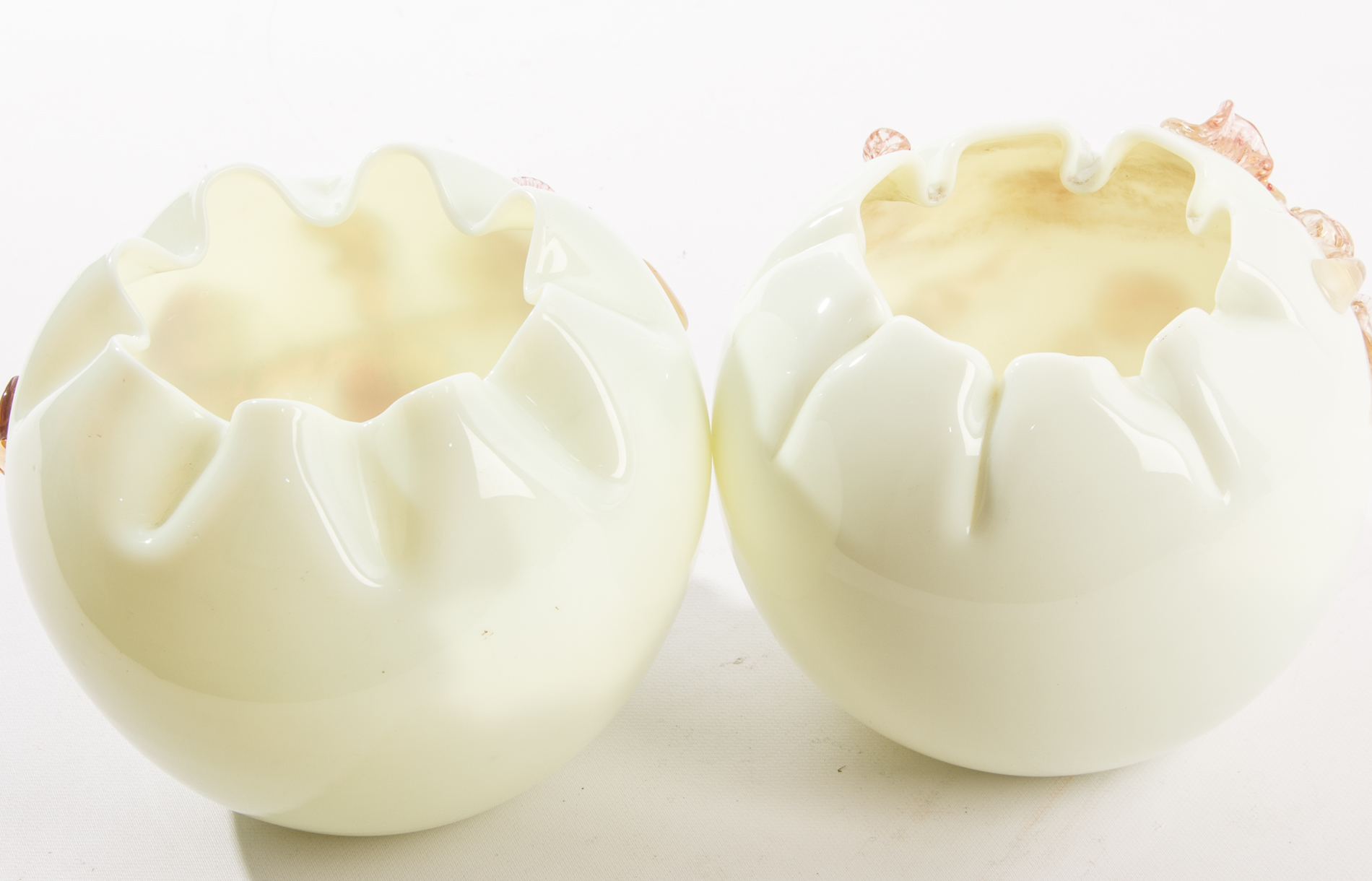 Dimensional Floral Art Glass Bowls