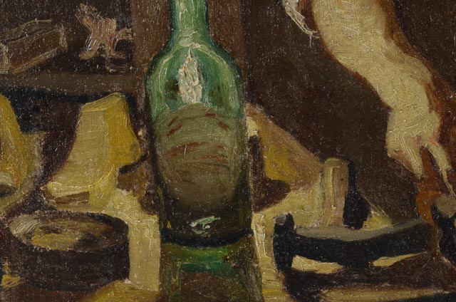 Antique Original Oil on Canvas of a Cobbler