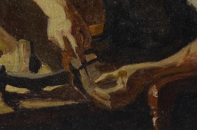 Antique Original Oil on Canvas of a Cobbler