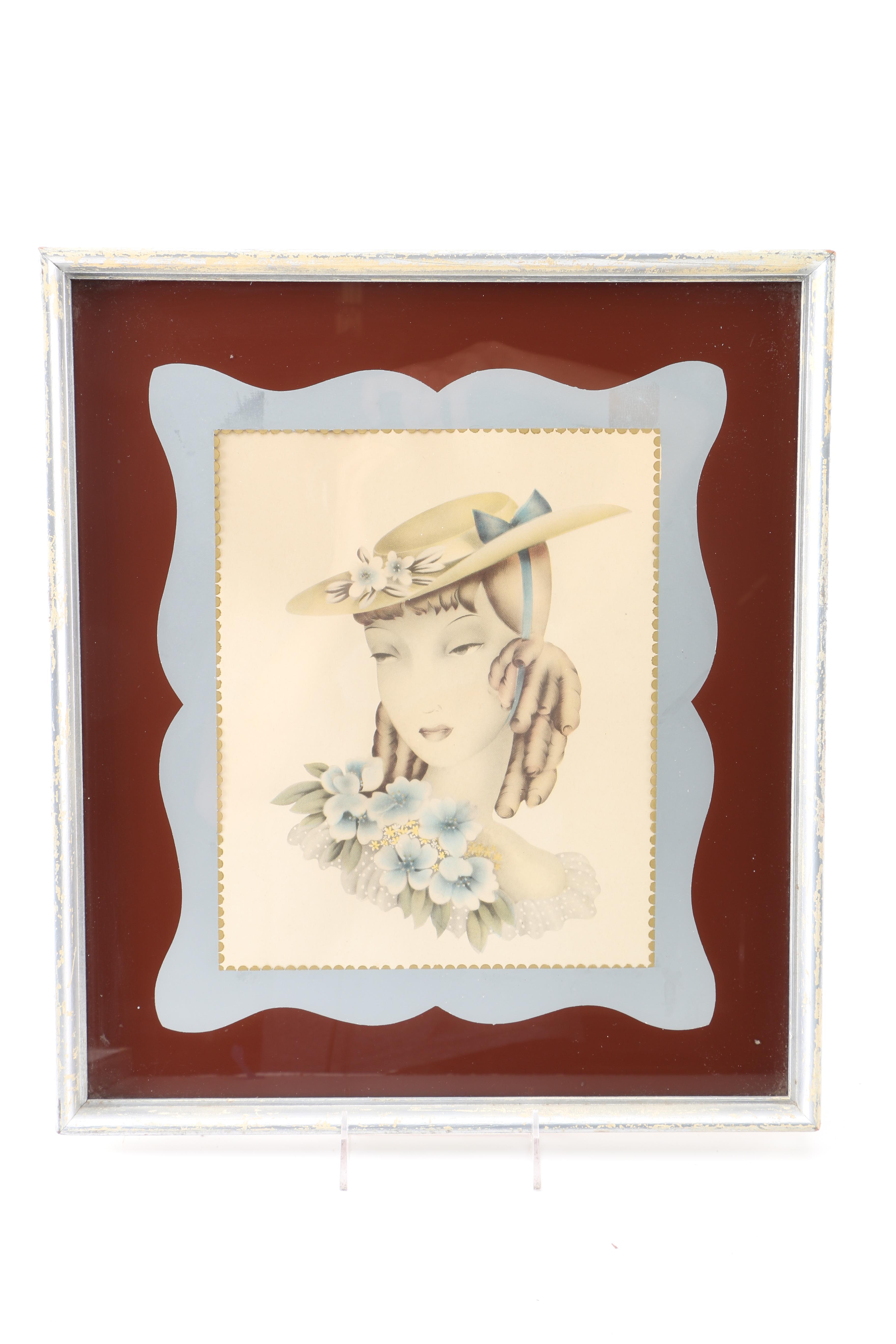 Vintage Offset Lithograph Portraits of Women