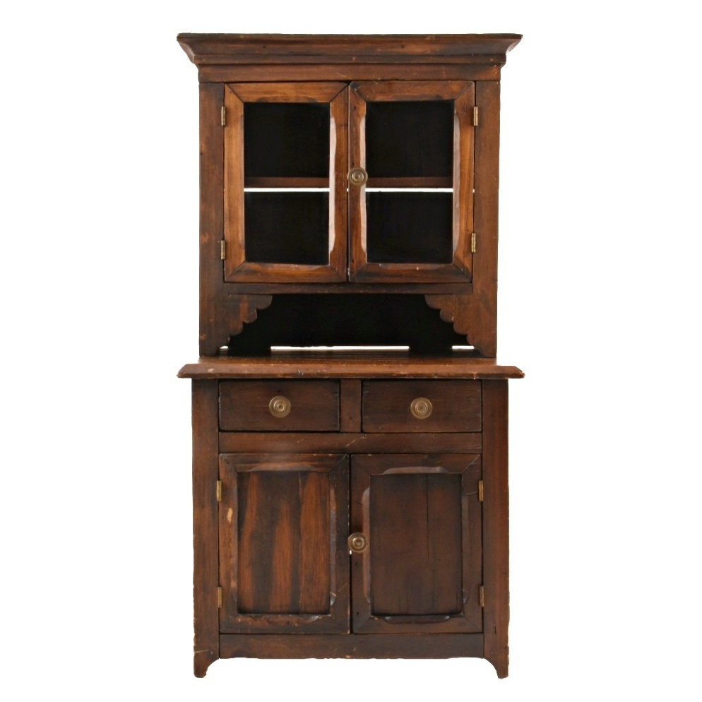 A 19th Oak Miniature Child's Stepback Cabinet