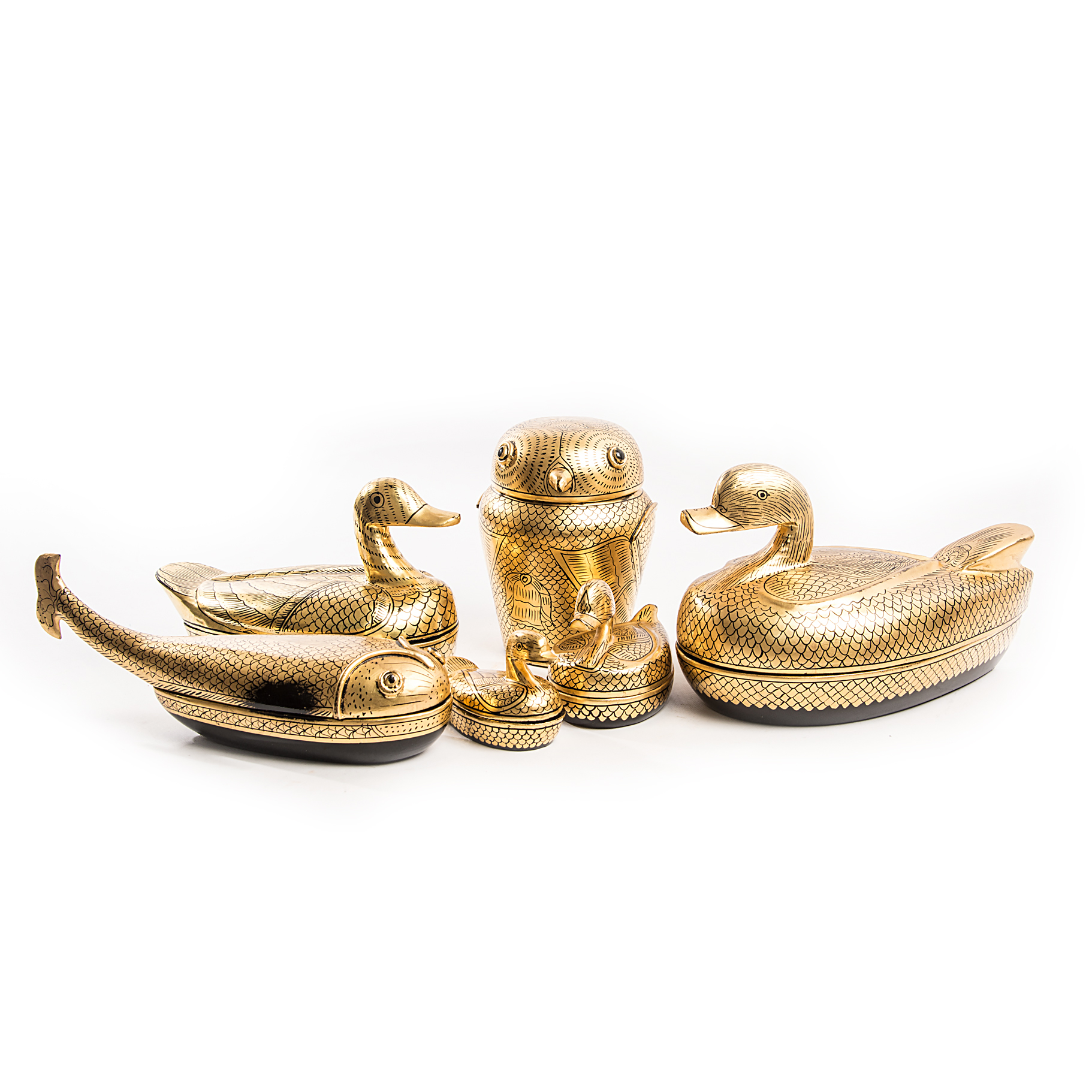 Gold Tone Animal Trinket Boxes