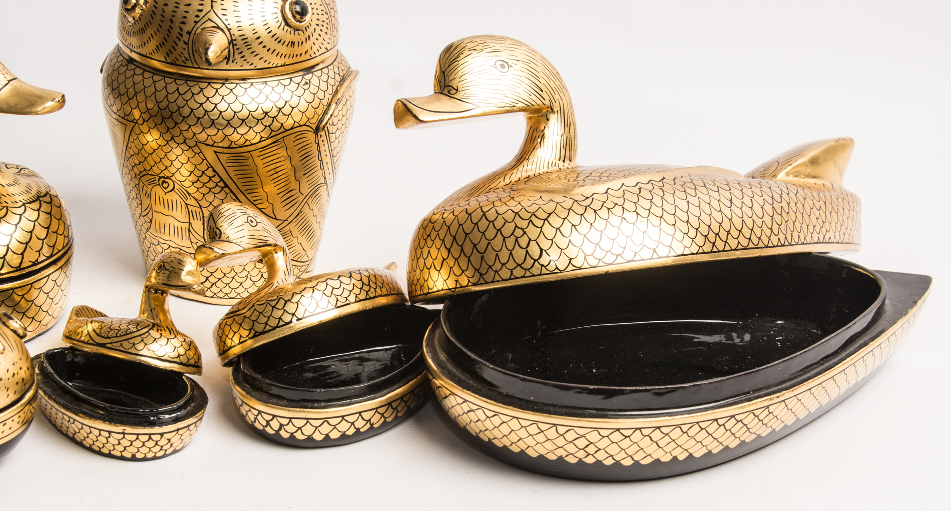 Gold Tone Animal Trinket Boxes