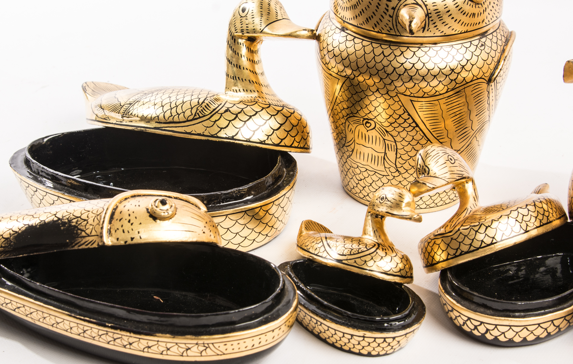 Gold Tone Animal Trinket Boxes