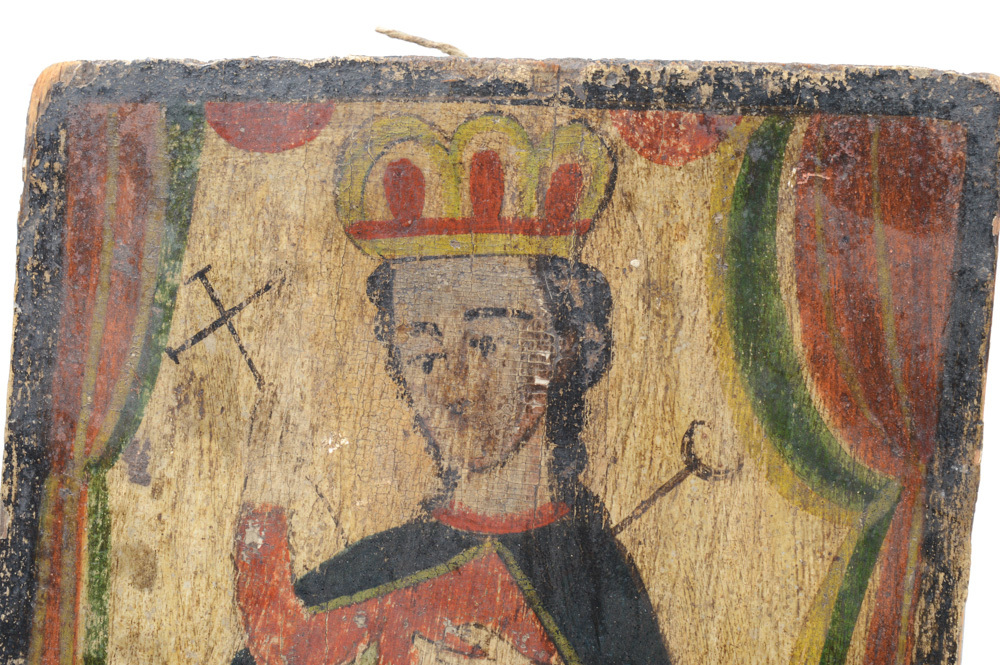 Antique Spanish Colonial Retablo of a Sainted Queen
