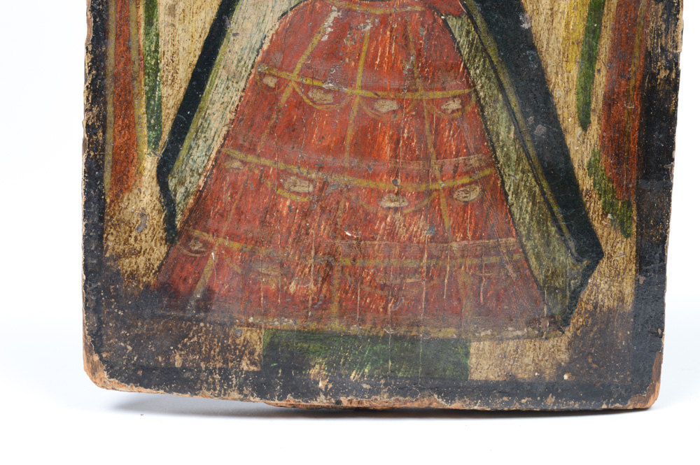 Antique Spanish Colonial Retablo of a Sainted Queen