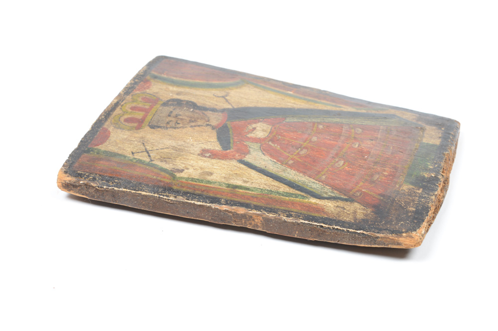 Antique Spanish Colonial Retablo of a Sainted Queen