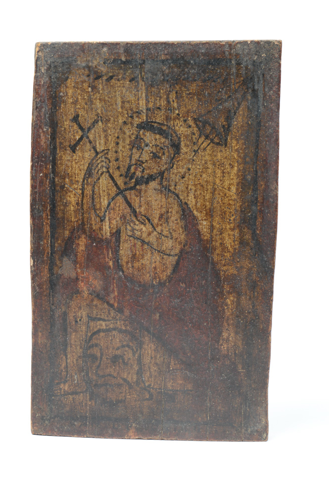 Antique Spanish Colonial Retablo of Saint Jerome