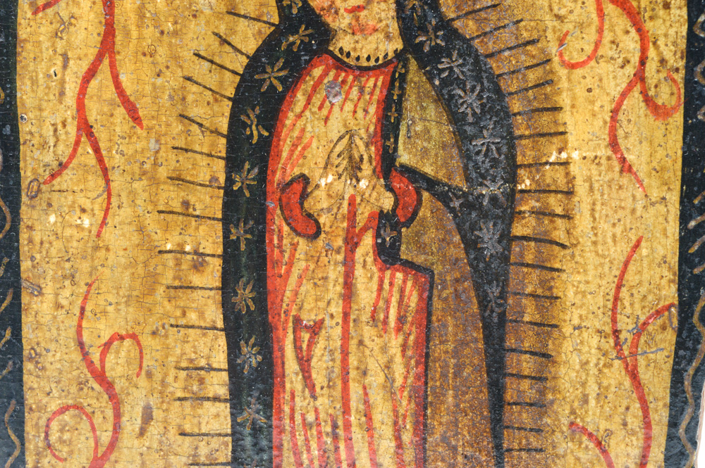 Antique Spanish Colonial Retablo of the Virgin of Guadalupe