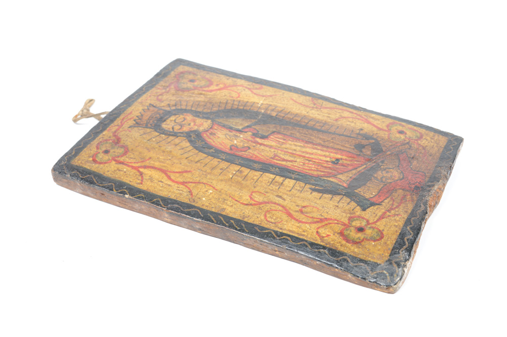 Antique Spanish Colonial Retablo of the Virgin of Guadalupe