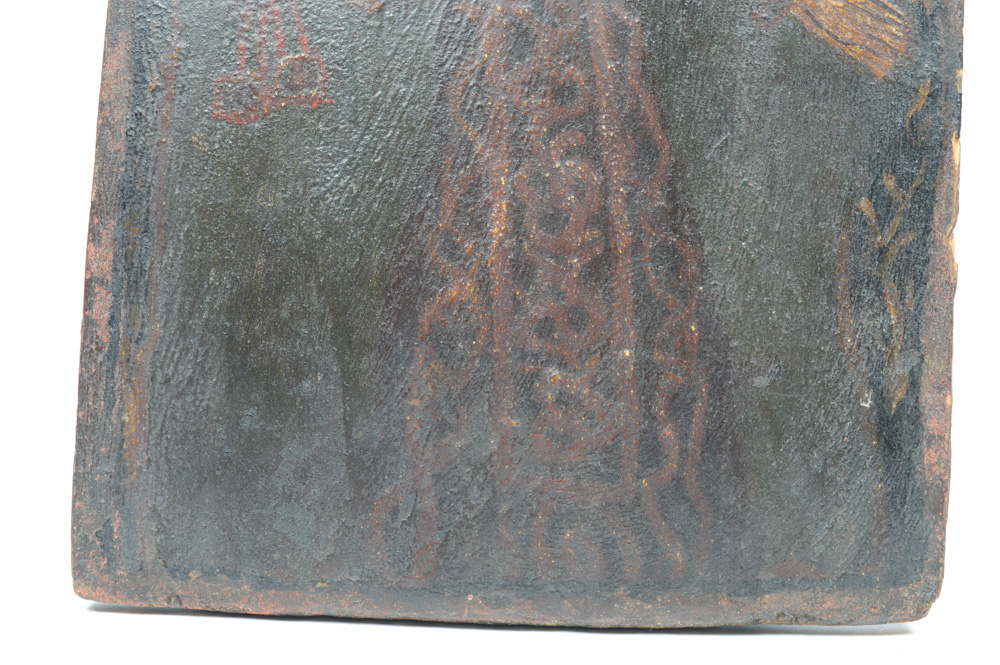 Antique Spanish Colonial Retablo of Mary with Two Figures