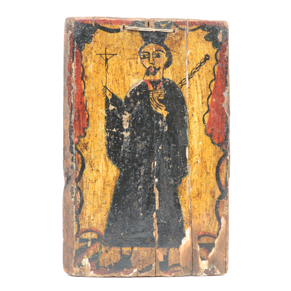 Antique Spanish Colonial Retablo of San Ignacio de Loyola