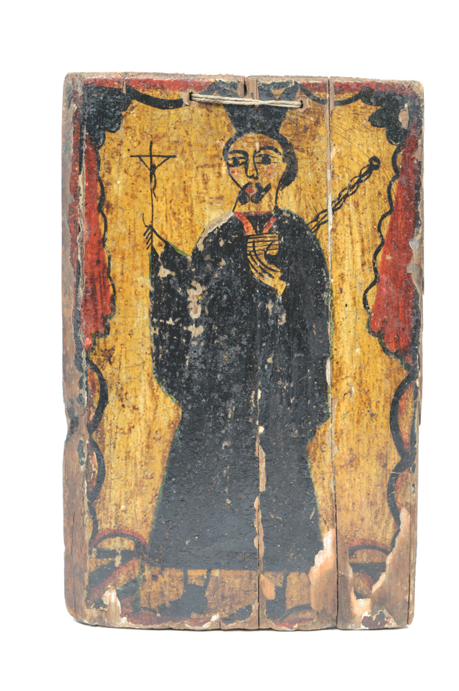 Antique Spanish Colonial Retablo of San Ignacio de Loyola