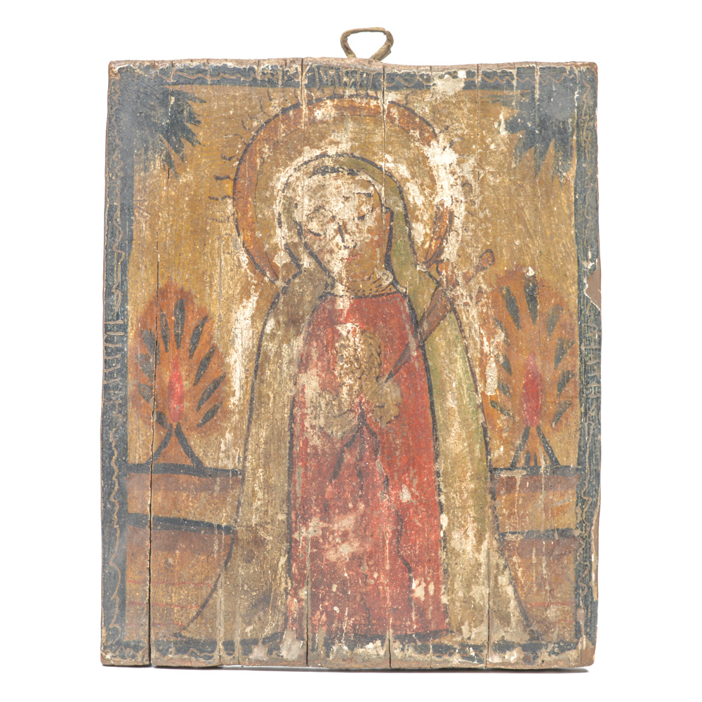 Antique Spanish Colonial Retablo of le Virgen Maria
