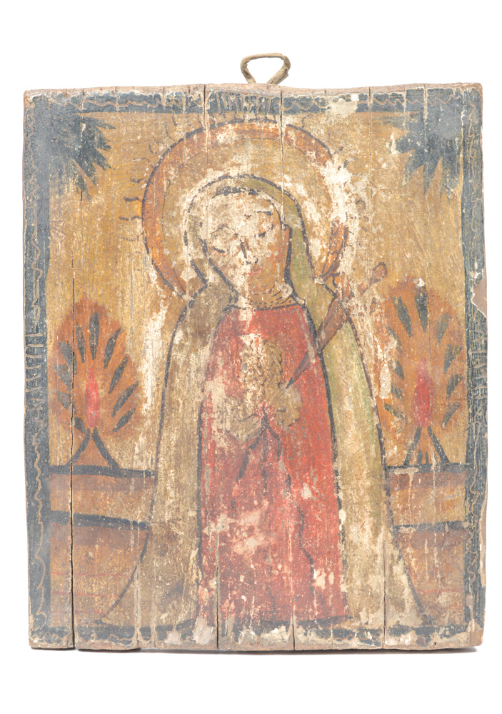 Antique Spanish Colonial Retablo of le Virgen Maria
