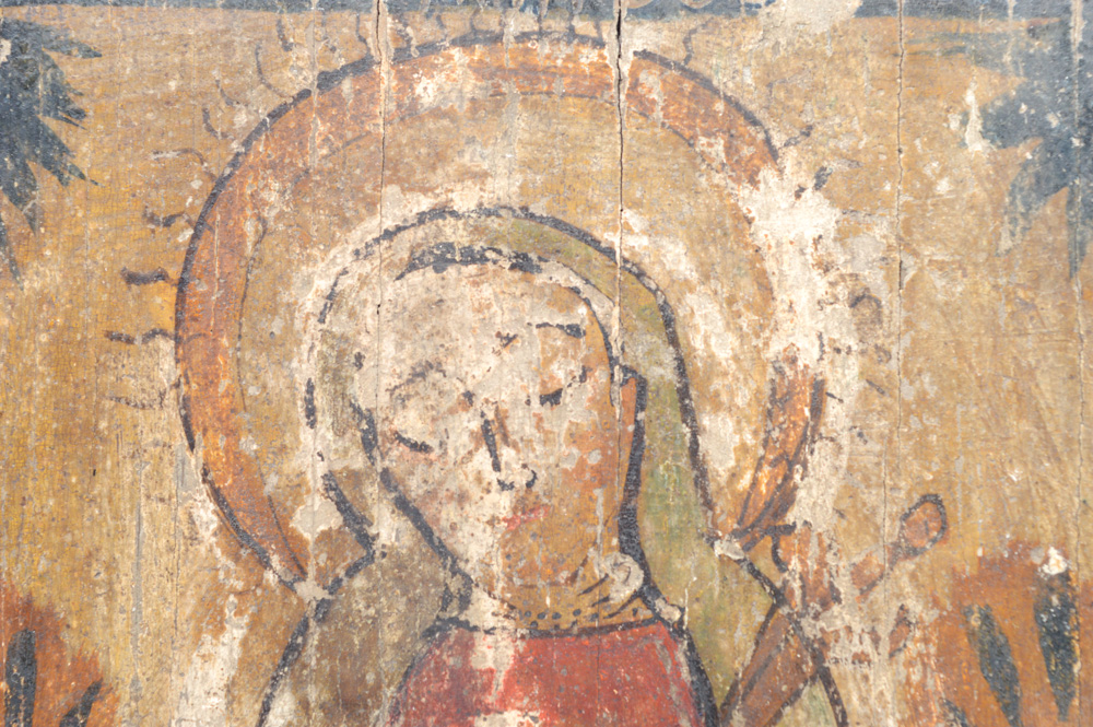 Antique Spanish Colonial Retablo of le Virgen Maria