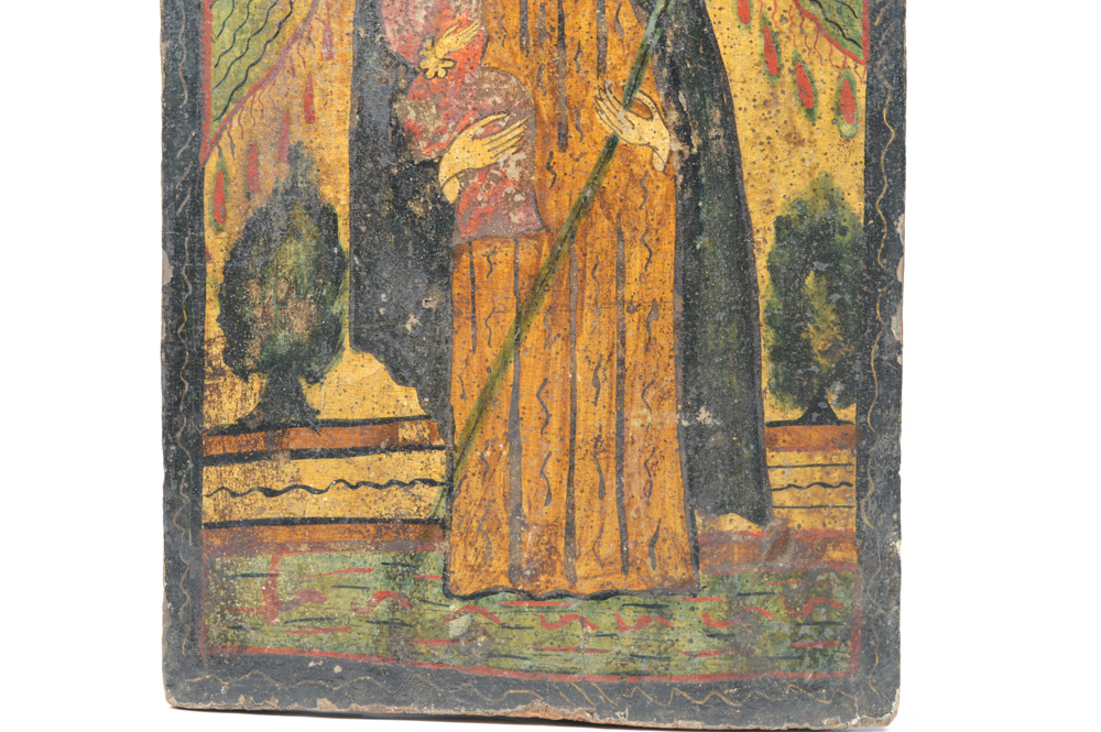 18th/19th Century Spanish Colonial Retablo of  San Jose y Jesus