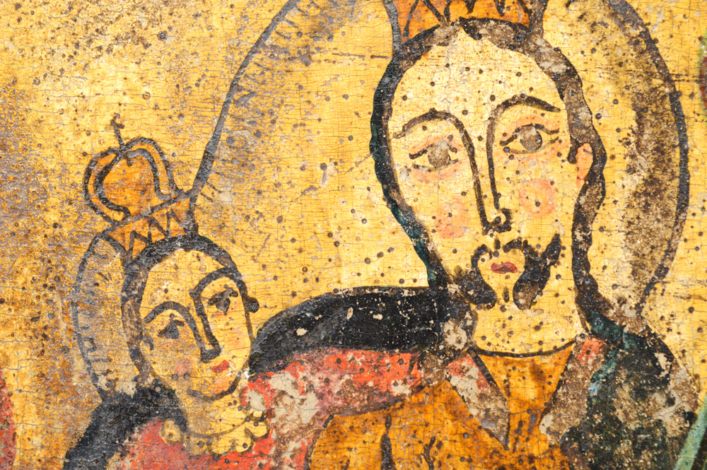 18th/19th Century Spanish Colonial Retablo of  San Jose y Jesus