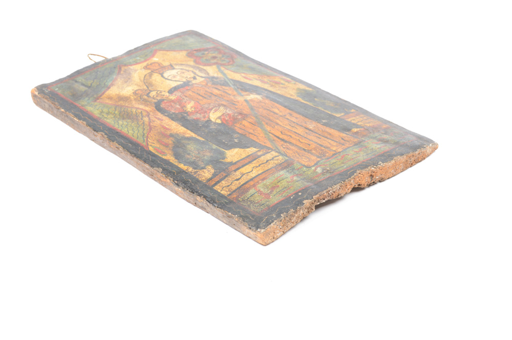 18th/19th Century Spanish Colonial Retablo of  San Jose y Jesus