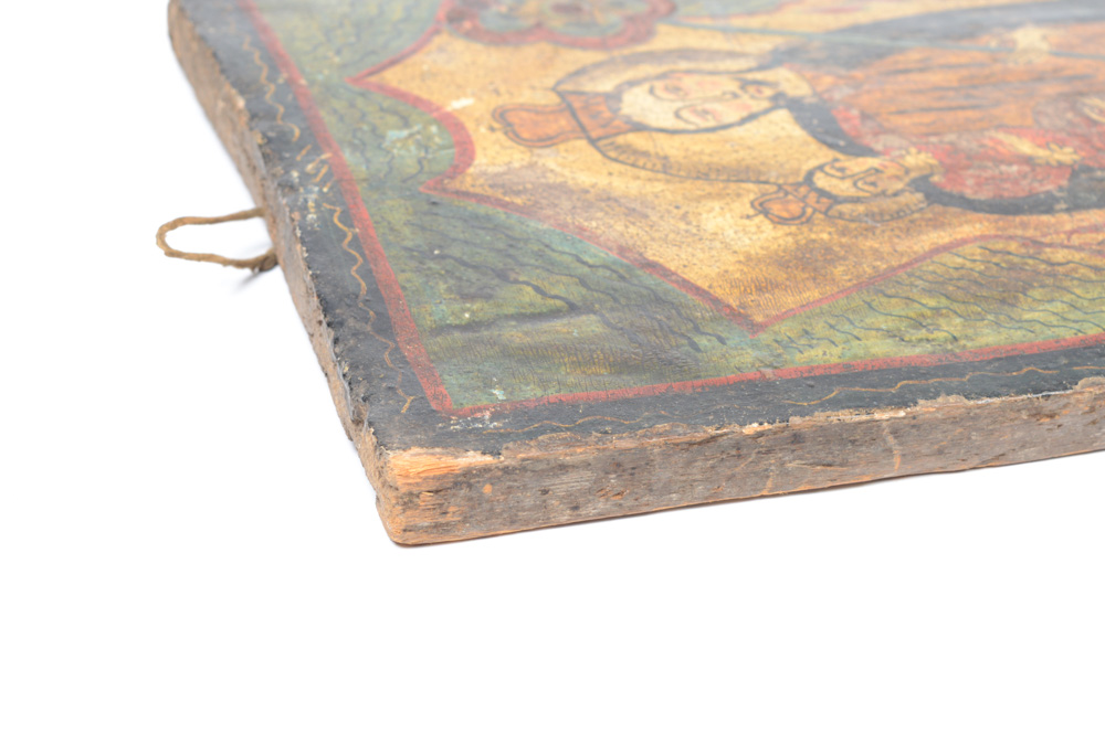 18th/19th Century Spanish Colonial Retablo of  San Jose y Jesus