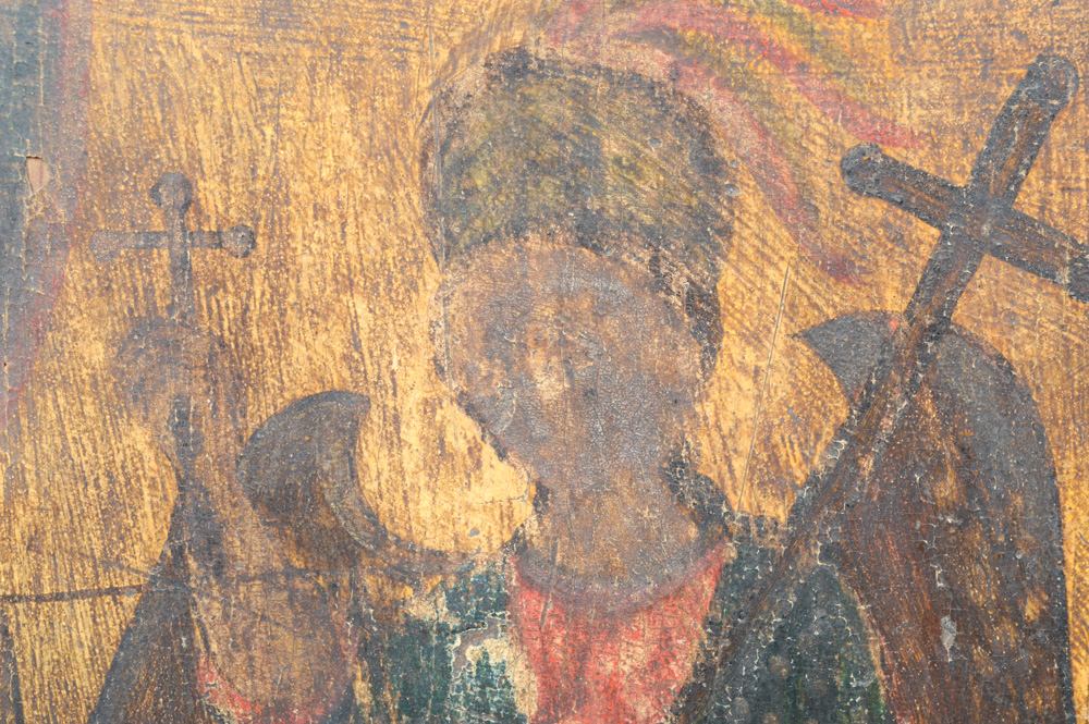 18th/19th Century Spanish Colonial Retablo of Arcángel Miguel