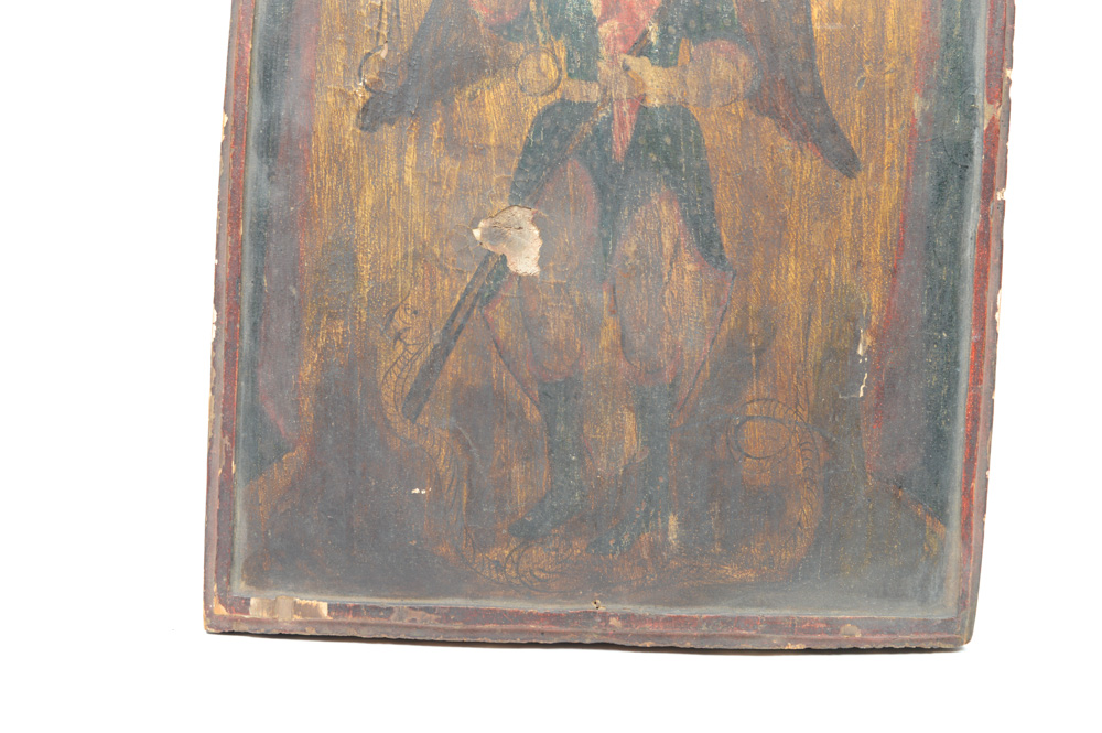 18th/19th Century Spanish Colonial Retablo of Arcángel Miguel