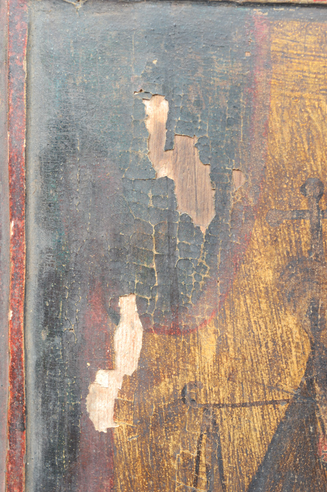 18th/19th Century Spanish Colonial Retablo of Arcángel Miguel