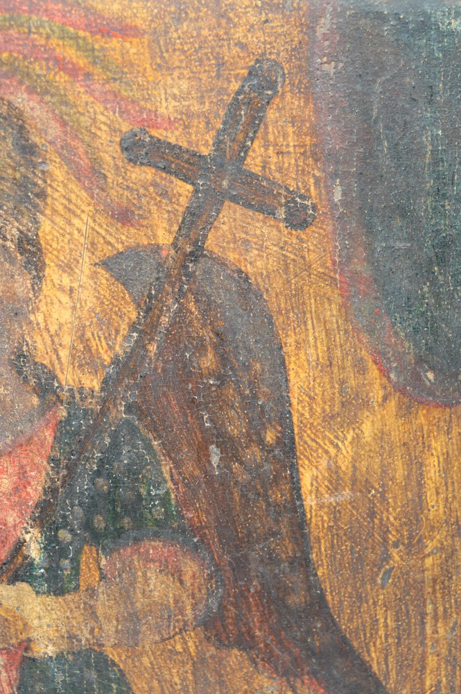 18th/19th Century Spanish Colonial Retablo of Arcángel Miguel