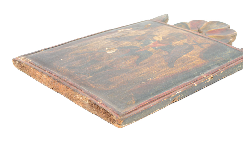 18th/19th Century Spanish Colonial Retablo of Arcángel Miguel