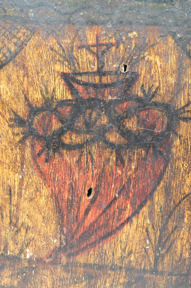 Antique Spanish Colonial Retablo-El Sagrado Corazón de Jesús