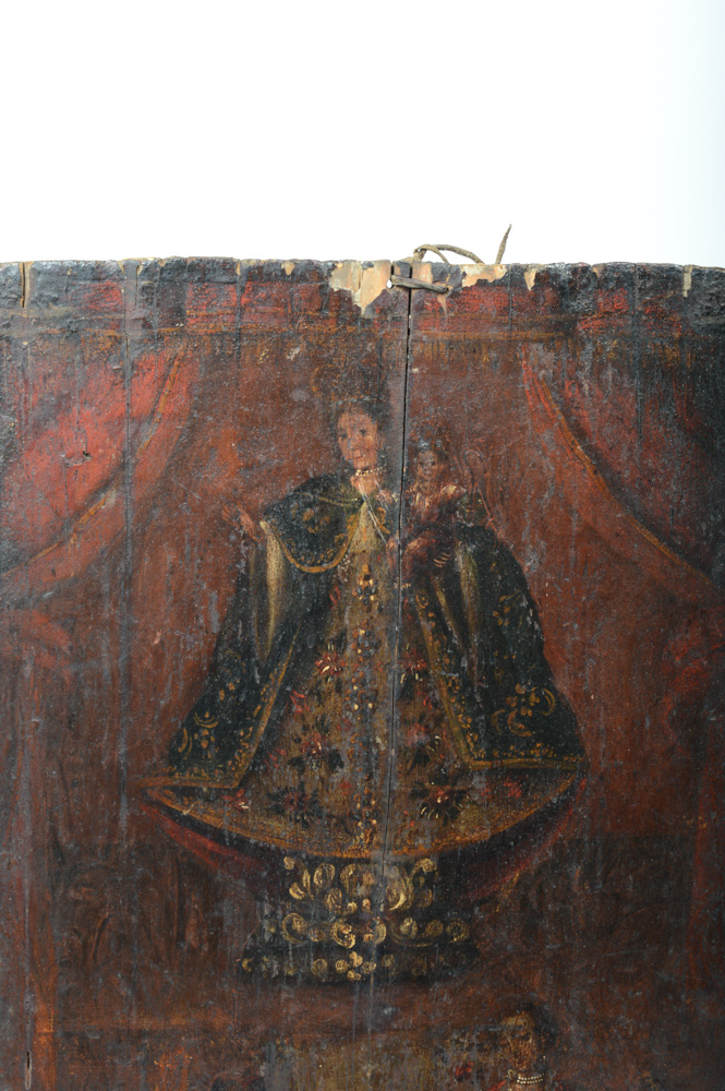 Antique Spanish Colonial Retablo of Mary and Jesus