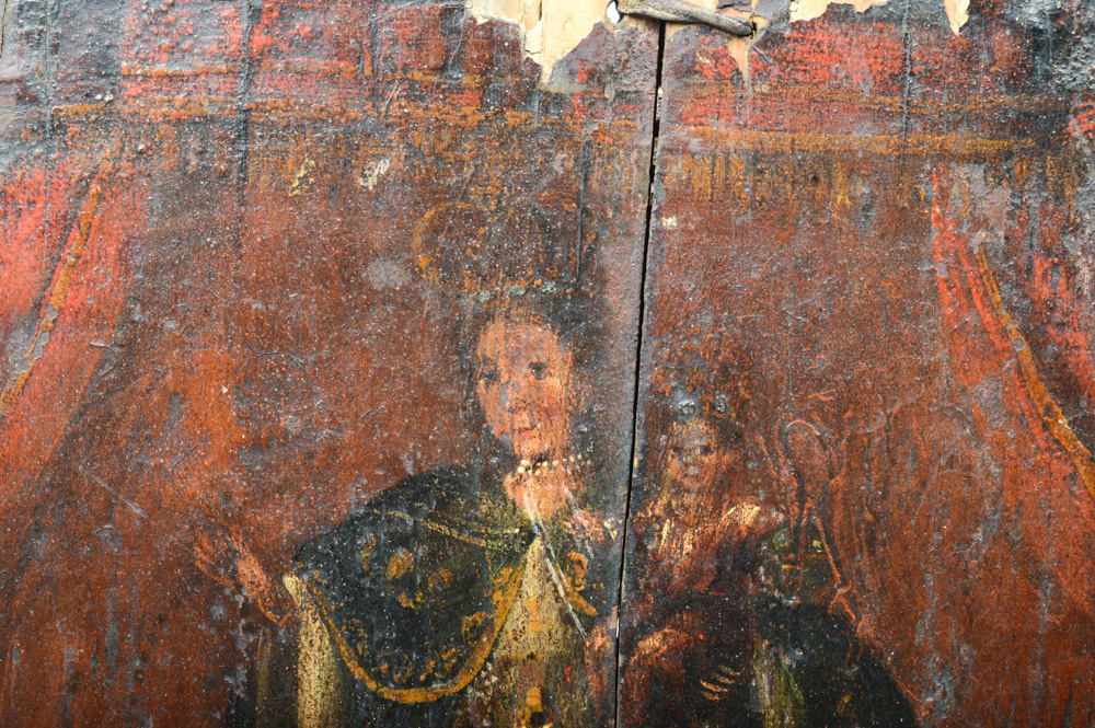 Antique Spanish Colonial Retablo of Mary and Jesus