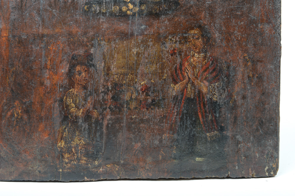 Antique Spanish Colonial Retablo of Mary and Jesus