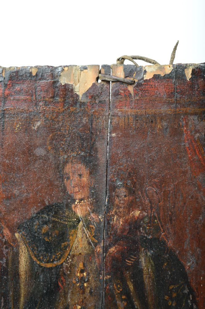 Antique Spanish Colonial Retablo of Mary and Jesus