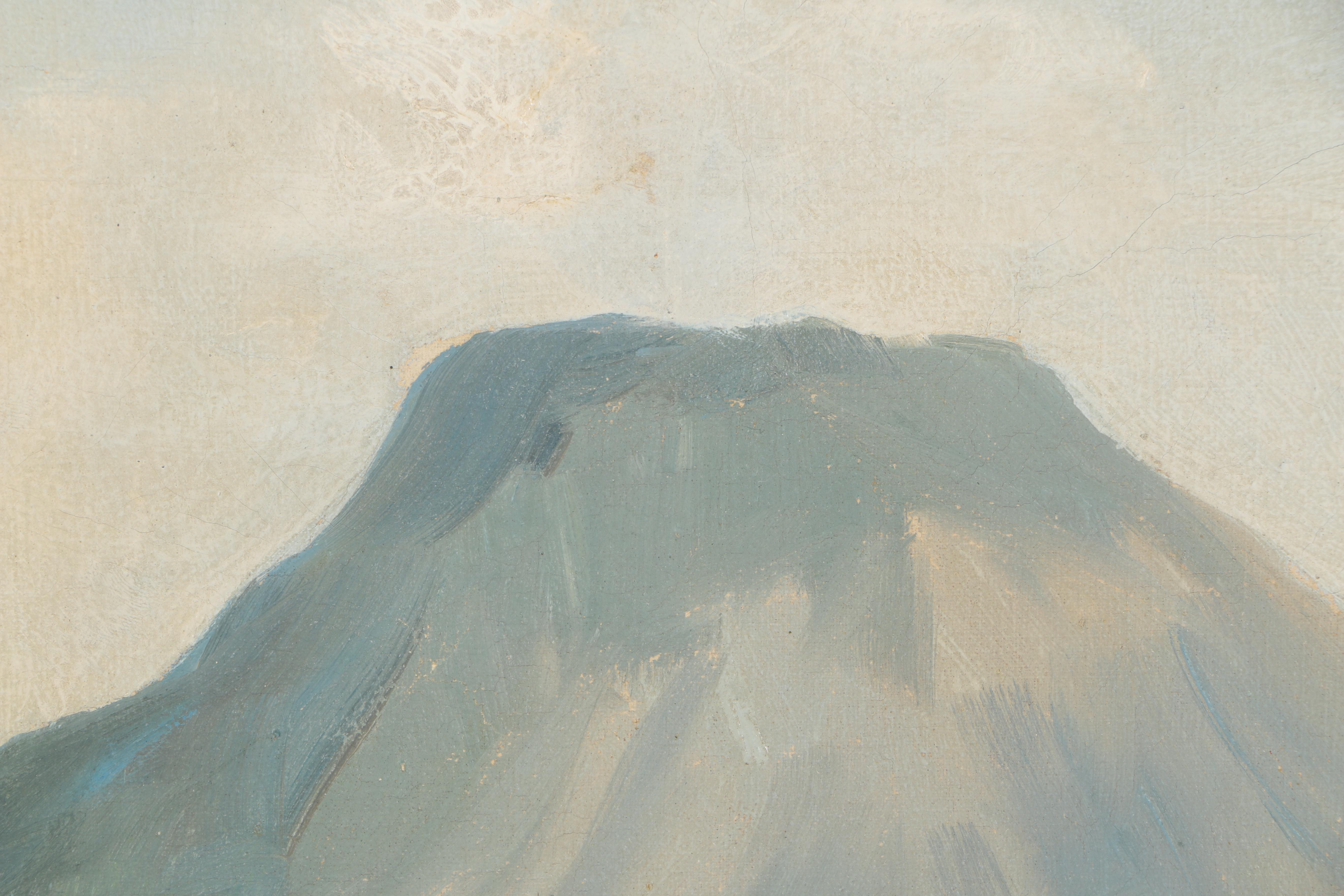 H. Schoissengeier Oil Painting on Canvas of a Seaside Village