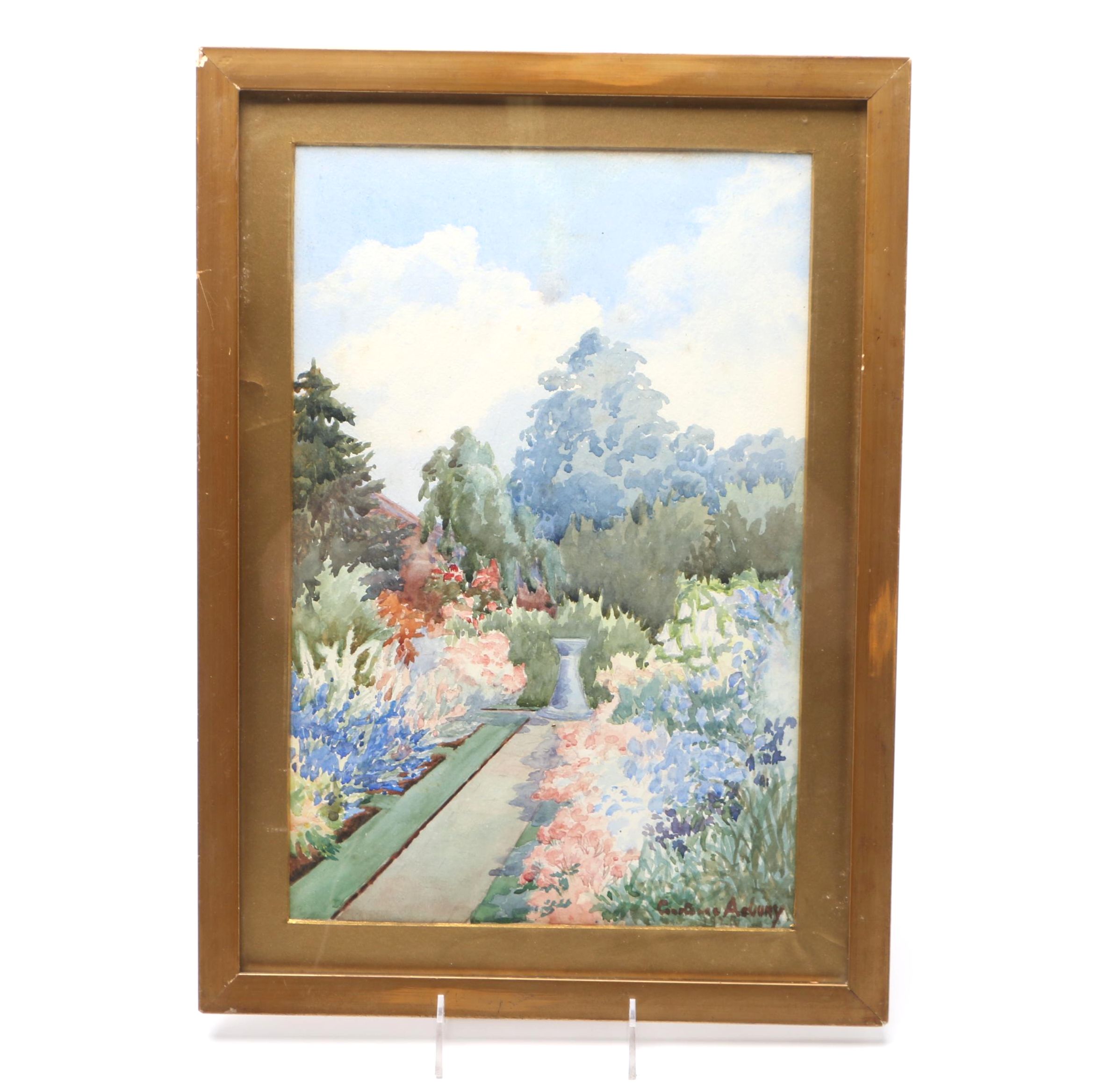 Asbury Watercolor Painting on Paper Garden Landscape