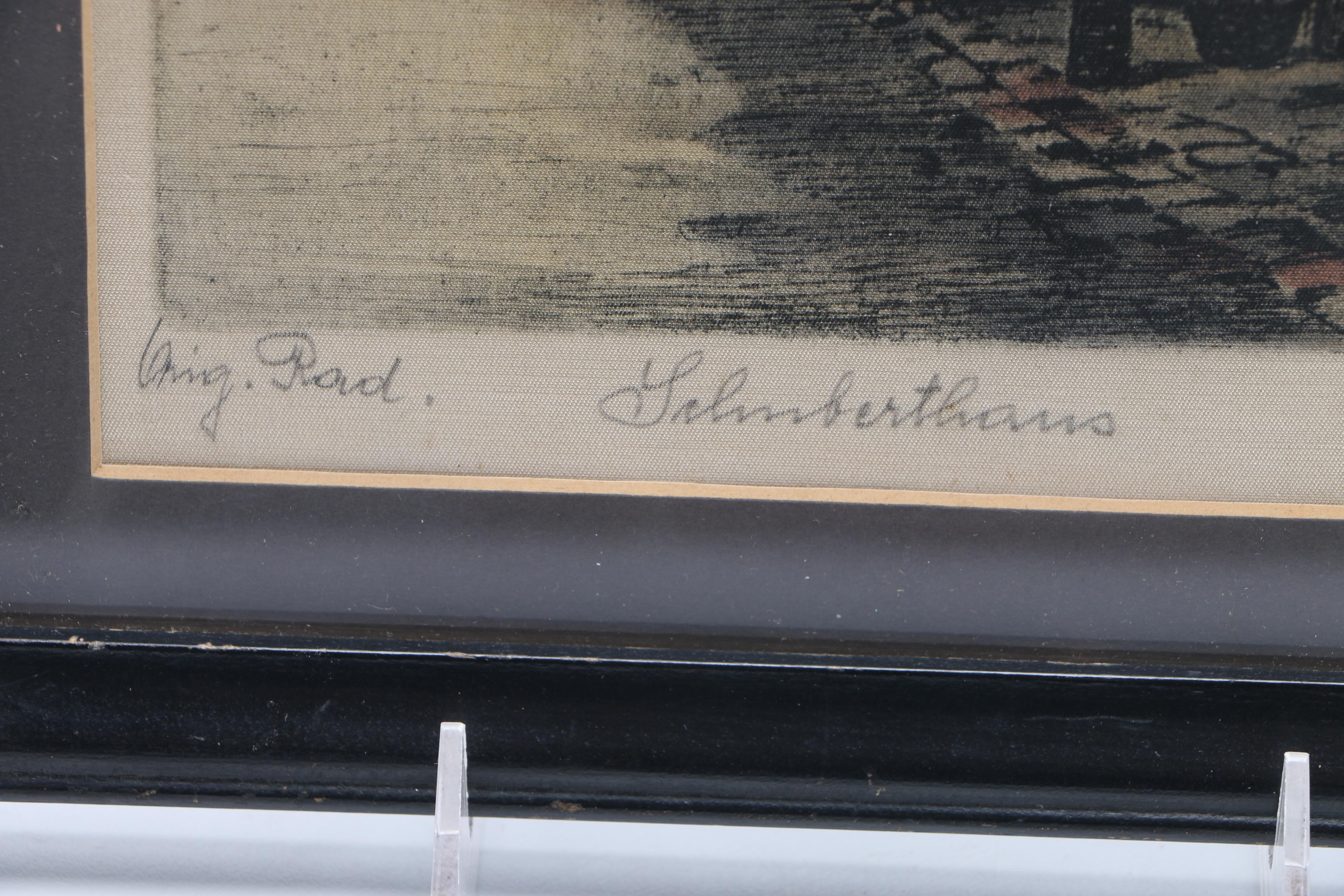 H. Leisch Signed Hand-colored Etching on Silk