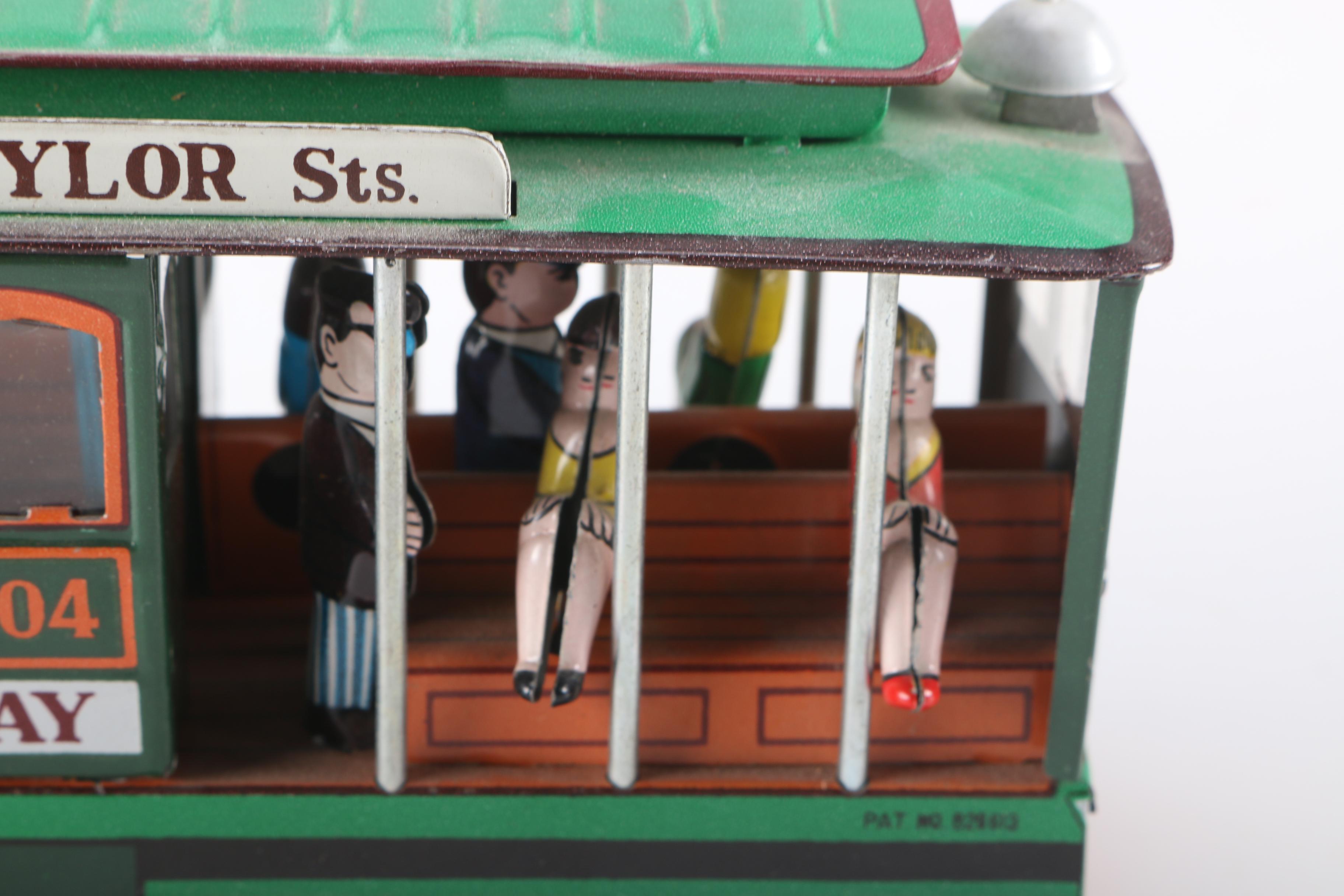 Vintage Hisimo Tin Litho Trolley Car and Cast Iron Pickup Truck