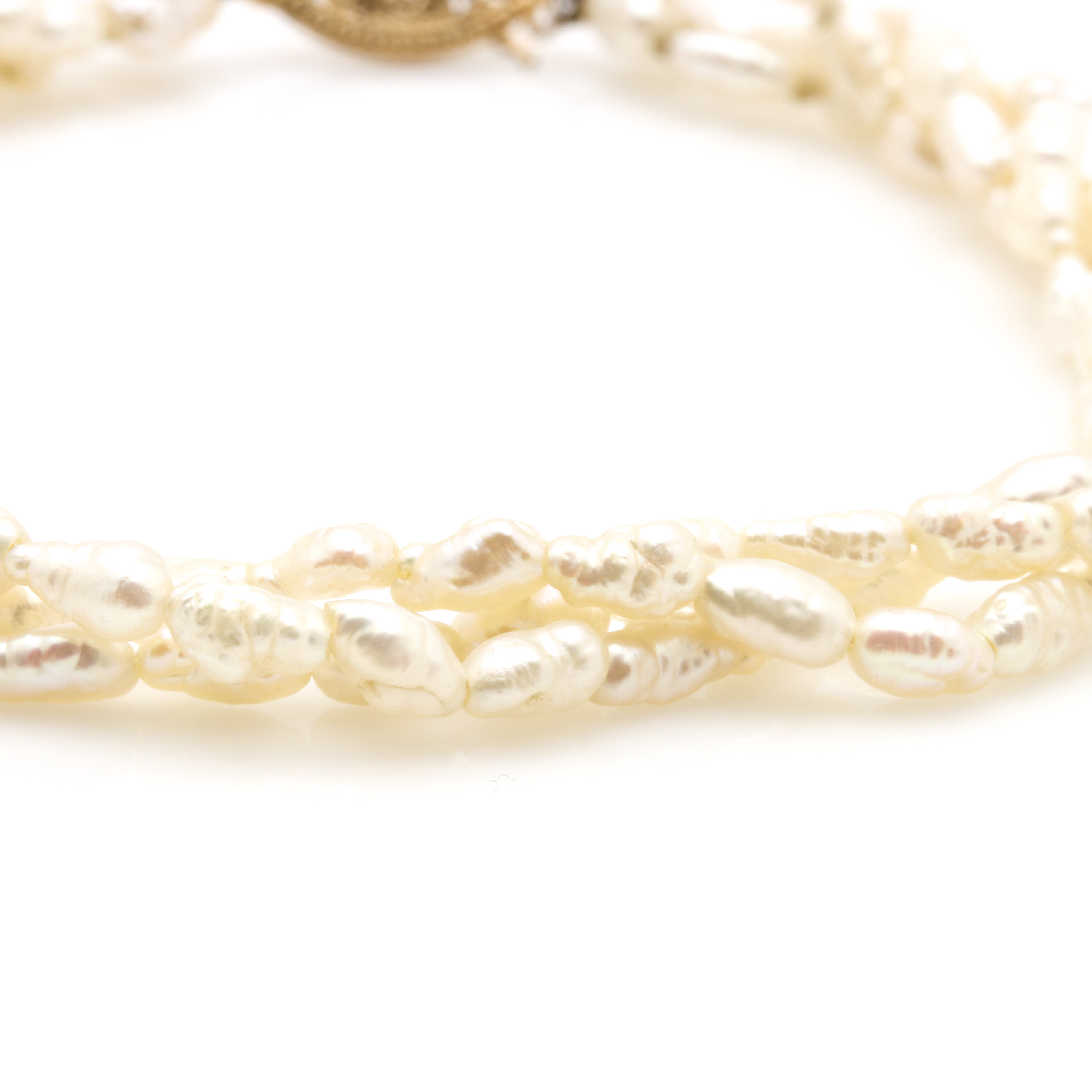 Rice Pearl Bracelet with 14K Yellow Gold Clasp