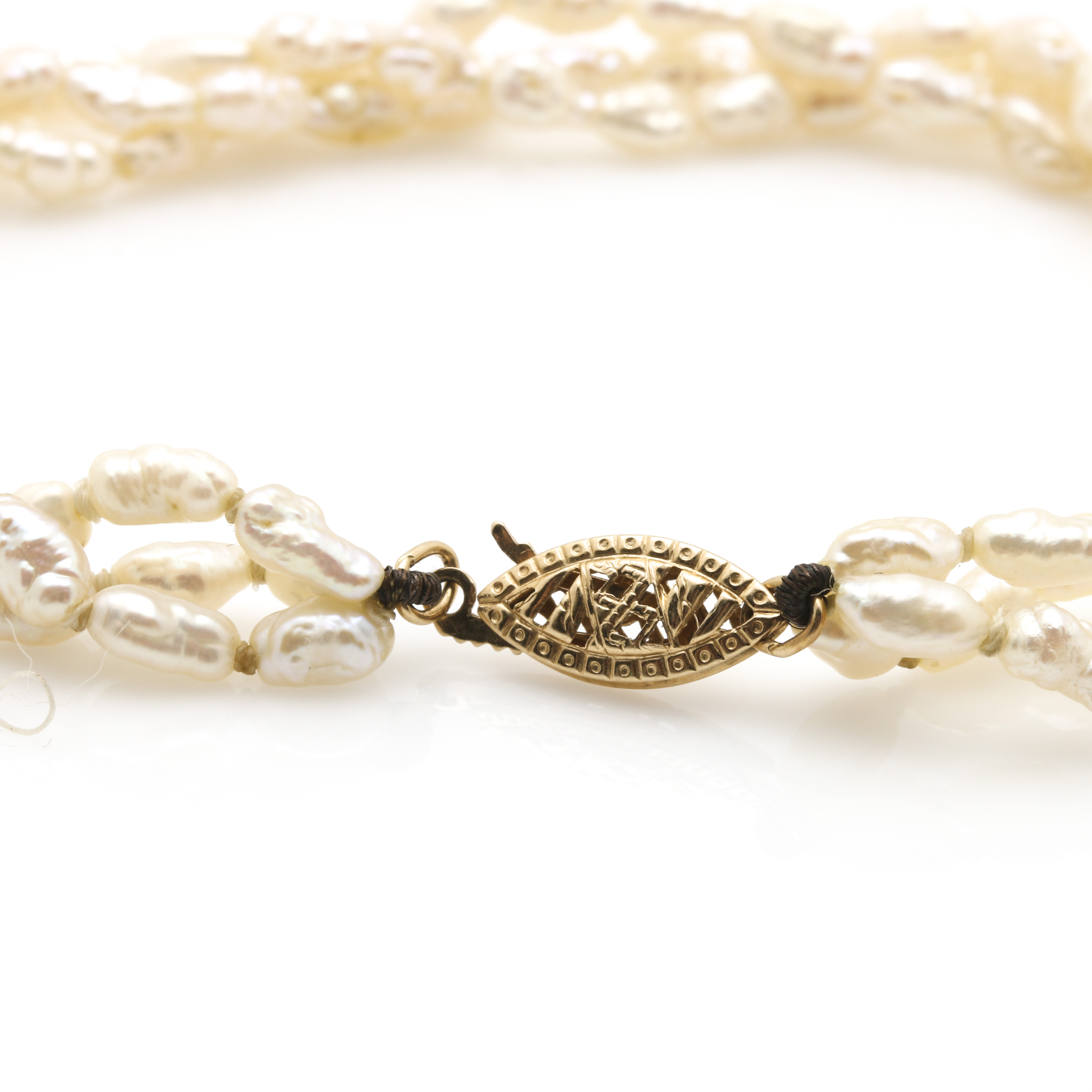 Rice Pearl Bracelet with 14K Yellow Gold Clasp