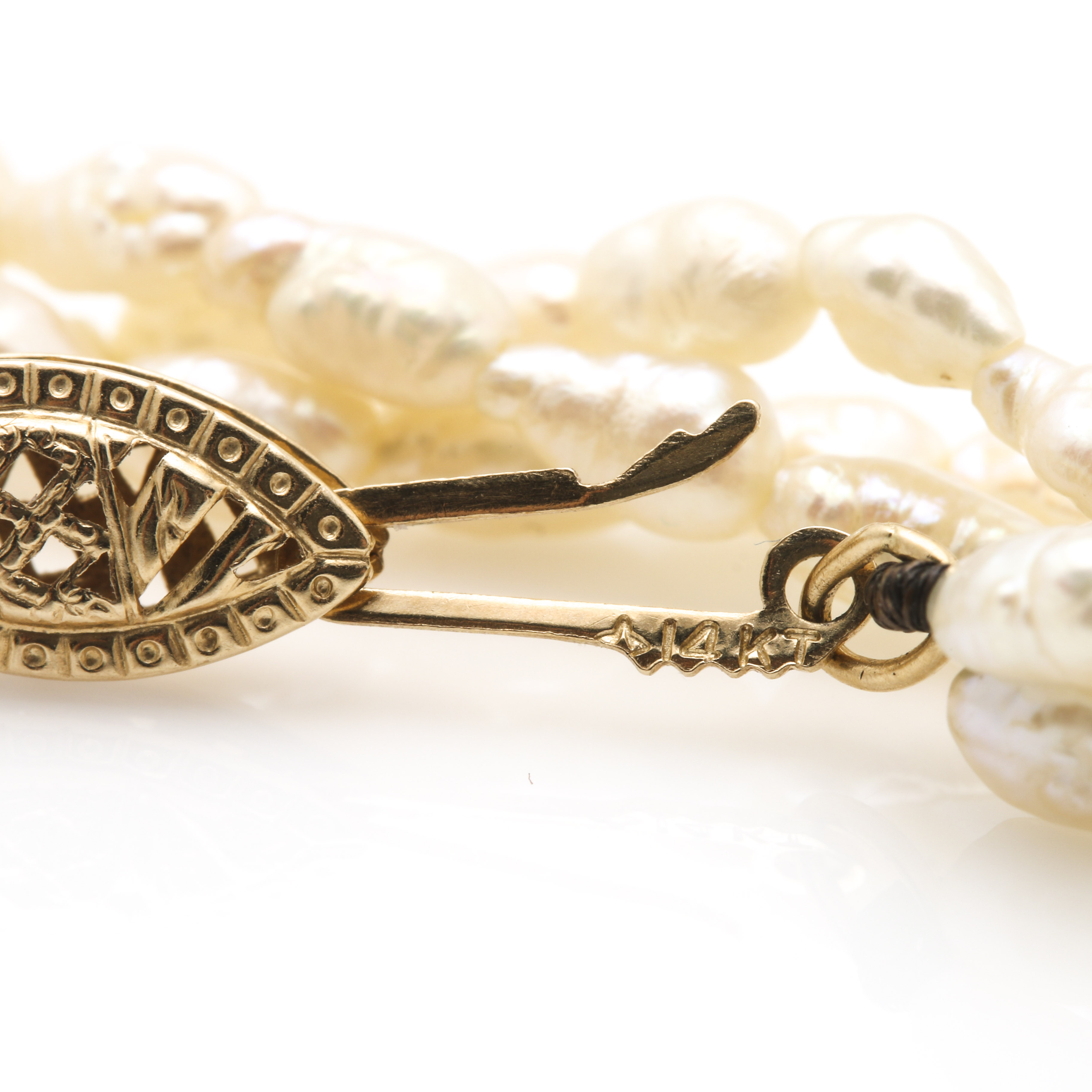 Rice Pearl Bracelet with 14K Yellow Gold Clasp