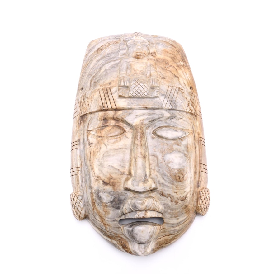 Carved South American Style Marble Mask