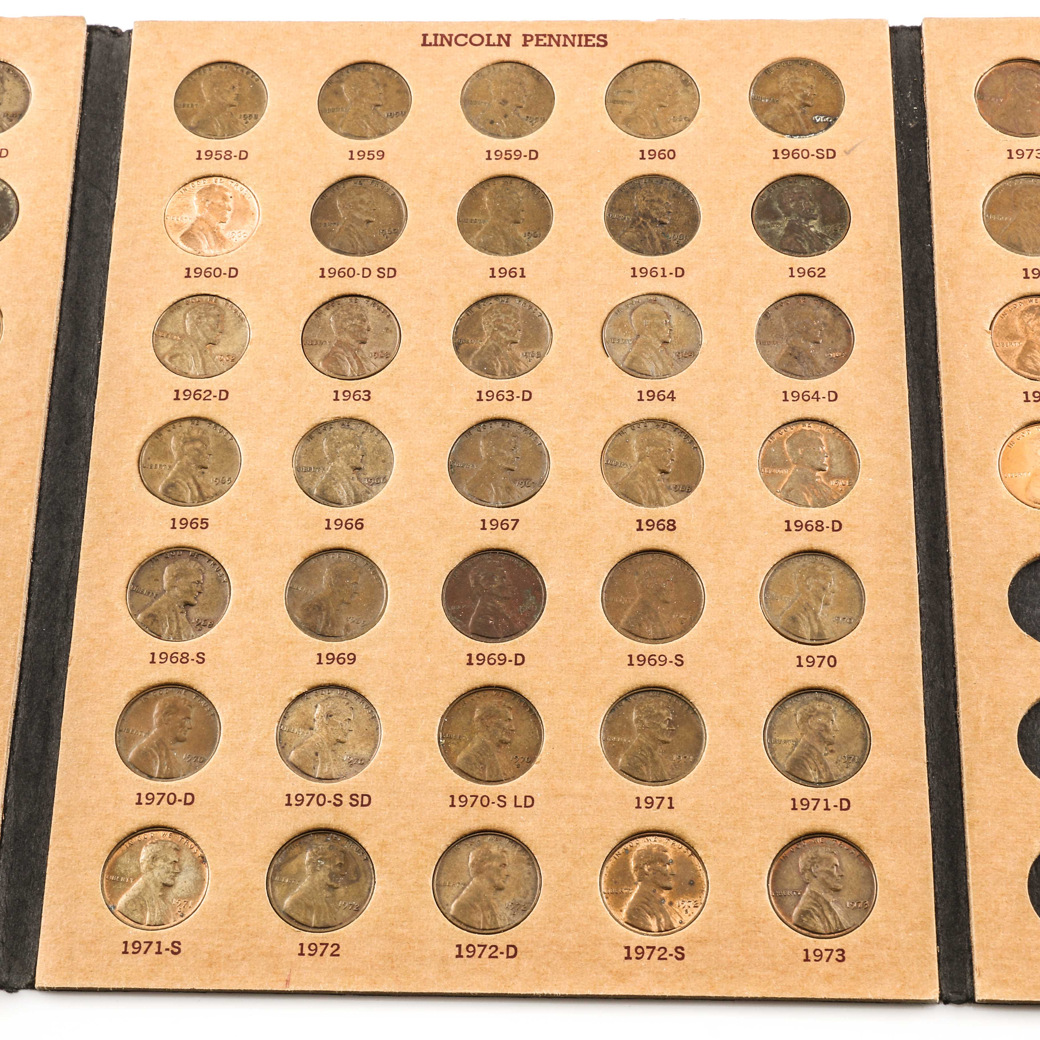Binder of Lincoln Wheat and Memorial Reverse Pennies
