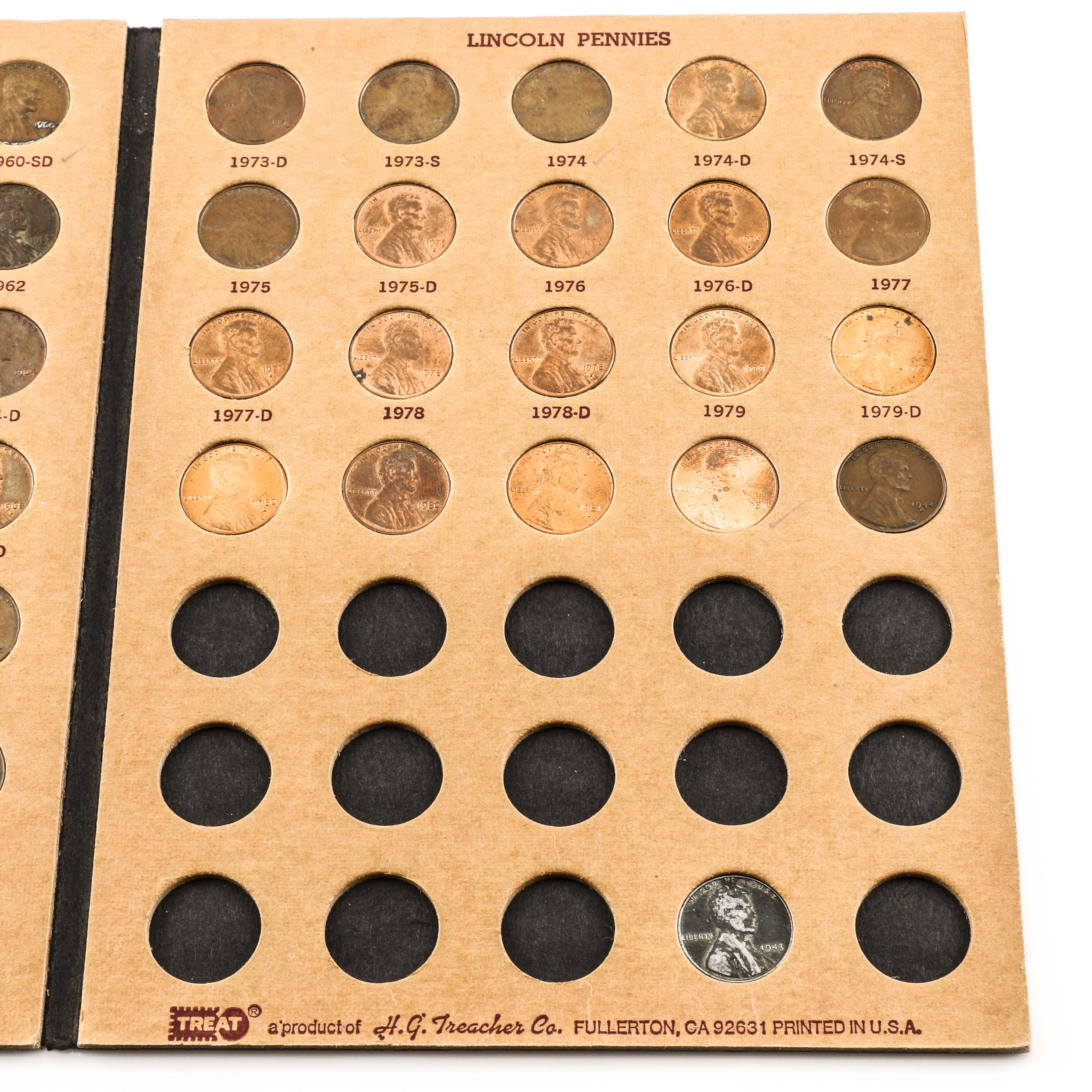 Binder of Lincoln Wheat and Memorial Reverse Pennies