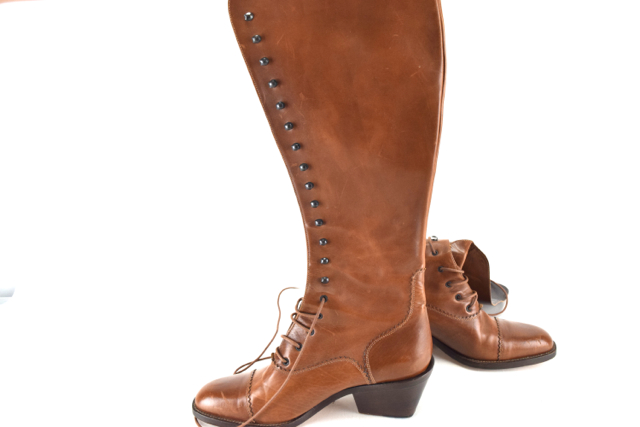 Brown Leather Joan & David Lace Up Tall Boots