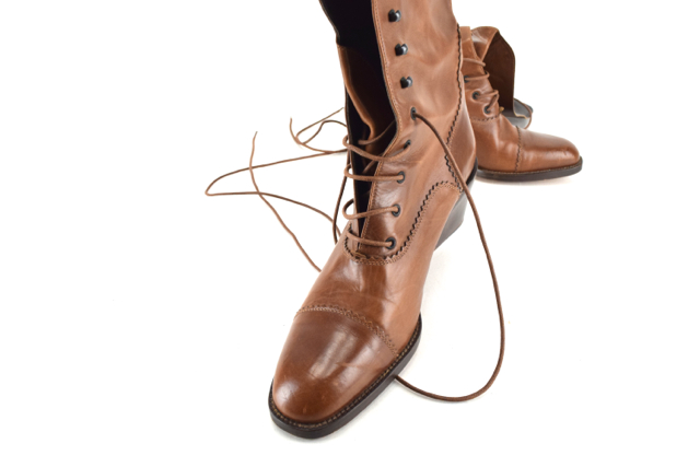 Brown Leather Joan & David Lace Up Tall Boots